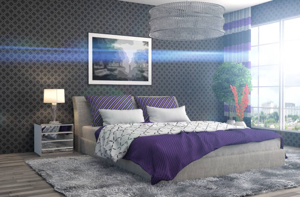 Chambre violet et taupe